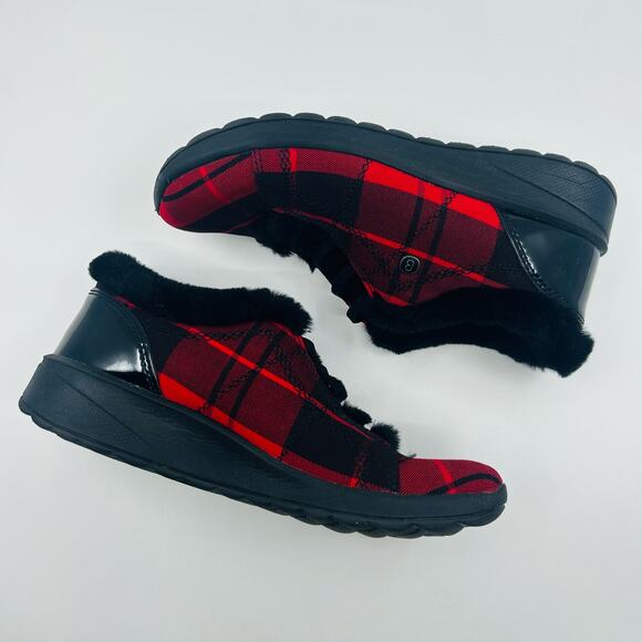 BZees Golden Bootie Women's Faux Fur Buffalo Check Pattern Lace-Up US6 EU36 UK3 - Picture 2 of 7